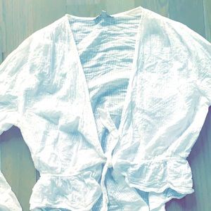 Tie up white peplum top